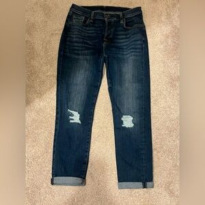 7 For All Mankind Dark Blue Distressed Jeans